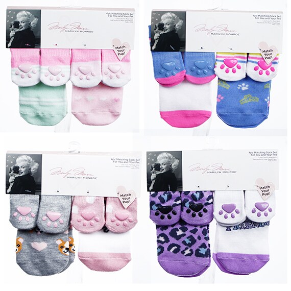Marilyn Monroe 2 Pairs of Girls Pet Owner Sock 4 Asst Styles