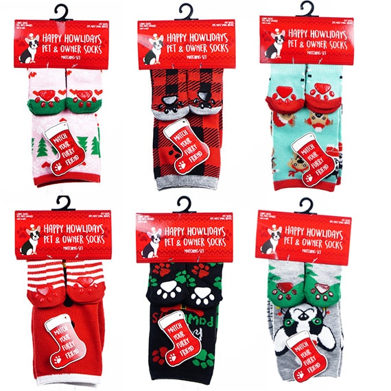 Christmas Matching Pet Owner Socks, 1 Pair Sets, ASST 6 Styles SRP $12.00