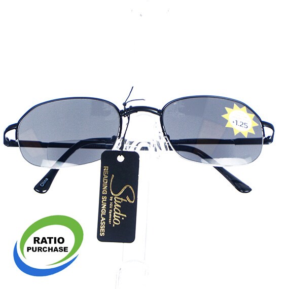 Unisex Black 1.25 Metal Rim Bi-Focal Readers Sunglasses