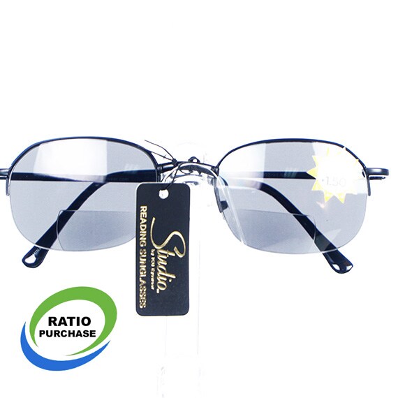 Unisex Black 1.50 Metal Rim Bi-Focal Readers Sunglasses
