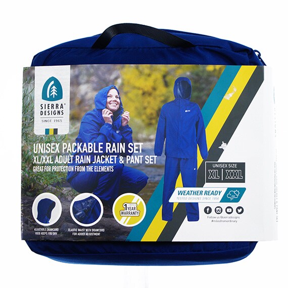Adult Packable Rain Set With Bag XL/XXL - Blue