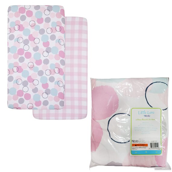 Pink, Aqua, Grey And Raspberry Bubble Dot 2 Piece Fitted Crib Sheet Set