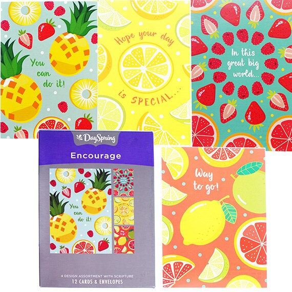 Encourage Citrus Illustrations Cards And Envelopes 12PK 7.5