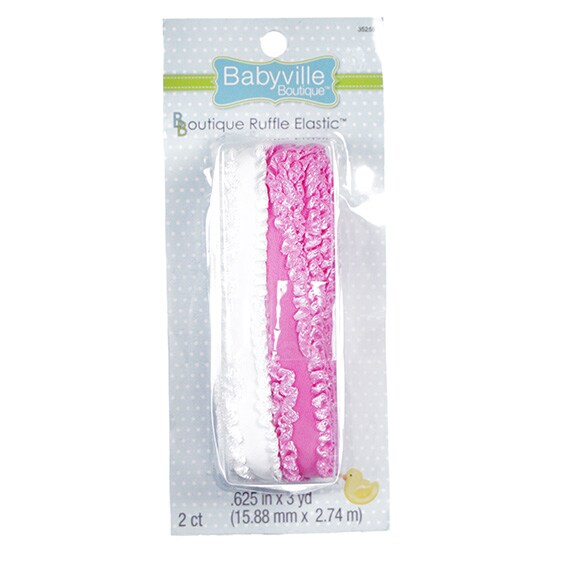 Pink White Ruffled Elastic