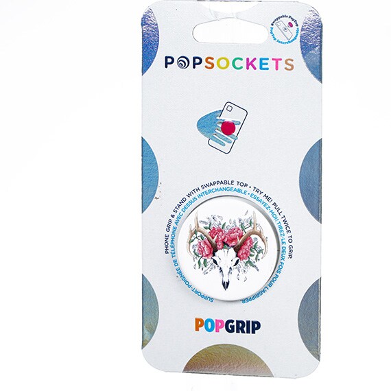 Phone Grip & Stand With Swappable Top Boho Bouquet White -RSL