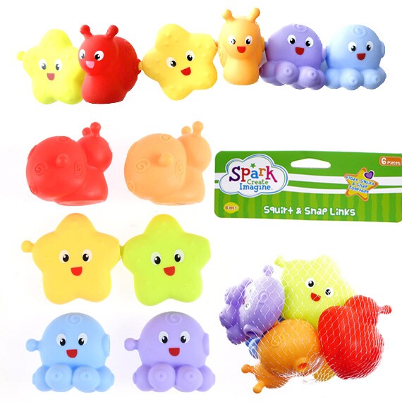 Spark Snap & Squirt Bath Toy 6 Pack