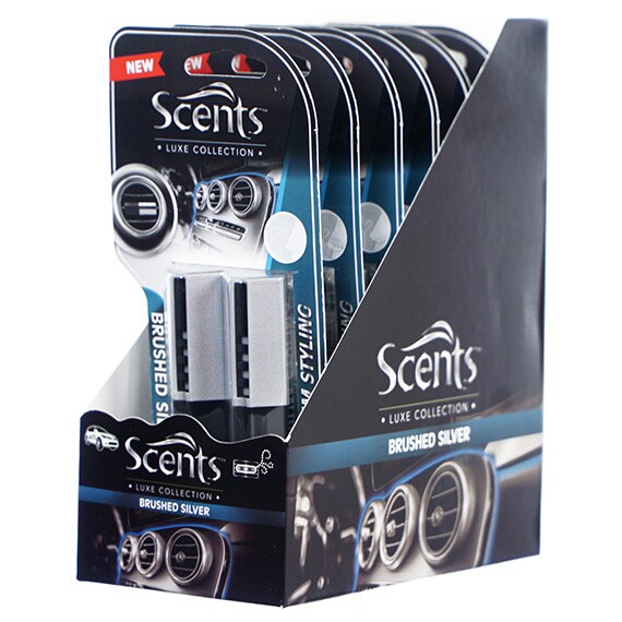 Ac Scents Luxe Vent Stick Brushed Silver 2Pk PDQ