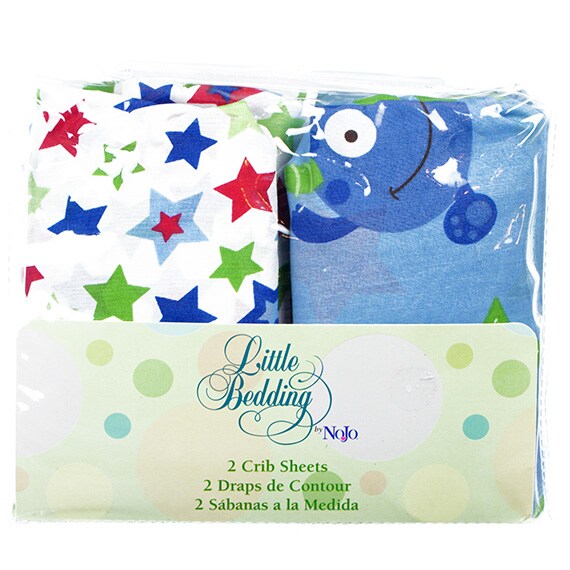 Little Bedding Monster Babies Blue, Green And Red Monsters And Stars 2 Piece Fitted Crib Sheet Set
