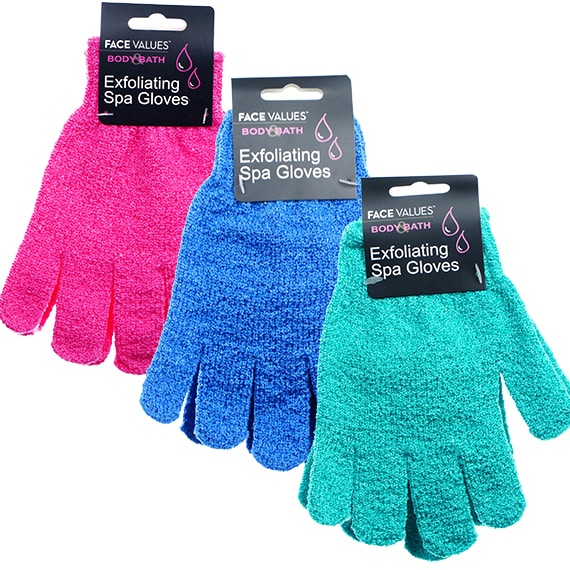 Face Values Heavy Duty Exfoliating Spa Gloves Asst. Colors