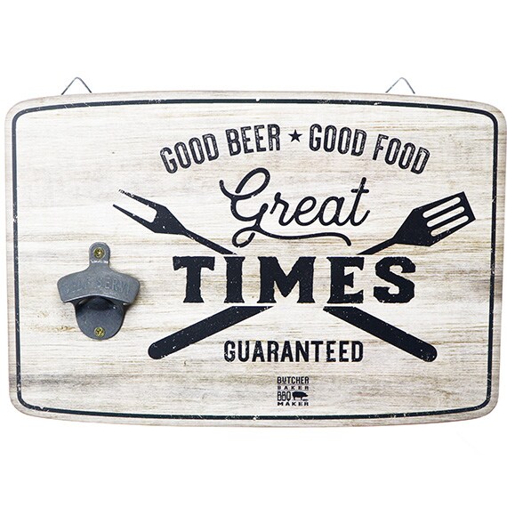 Wood Bottle Opener Rustic Die Cut Great Times 10.25