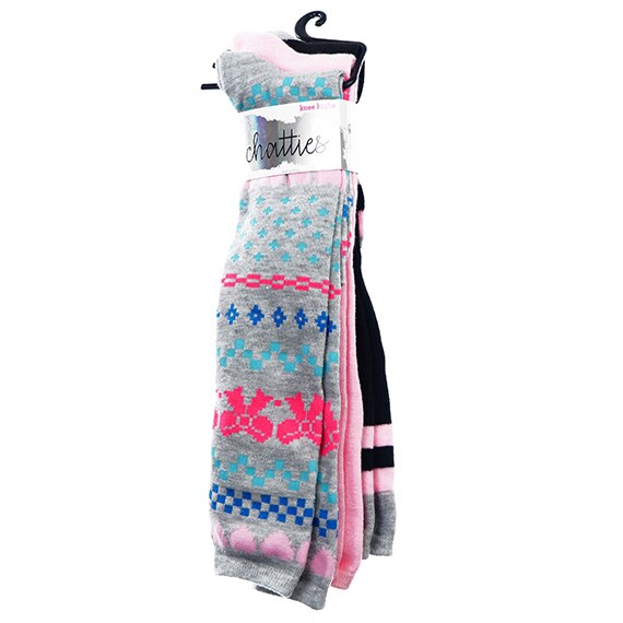 Chatties Heart and Bow 3Pk Knee High Womens 4-10 PP $18.00