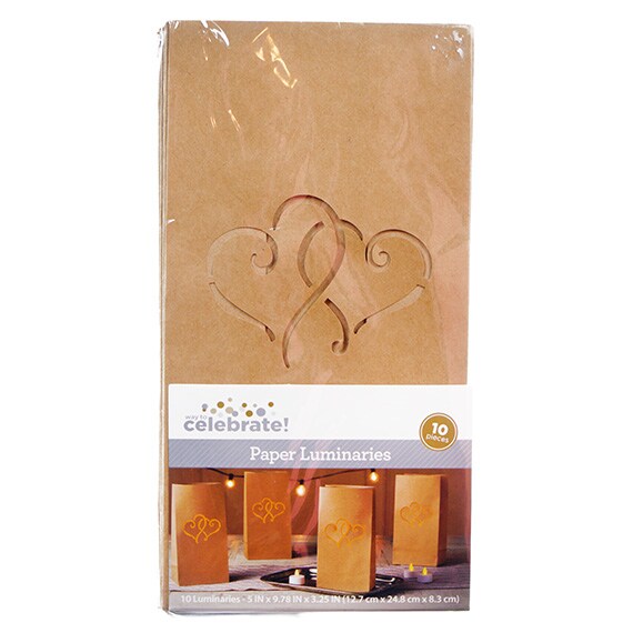 Luminaries Paper Kraft Heart 10Ct