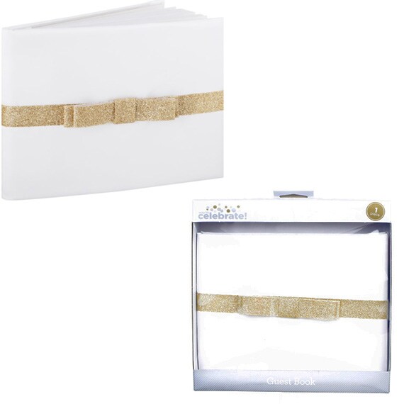 Guest Book Gold Glitter Bow