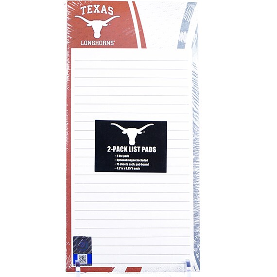 2 Pack List Pads - Texas Longhorns, 75 Pgs. ea., w/Optional Magnet, 4.5
