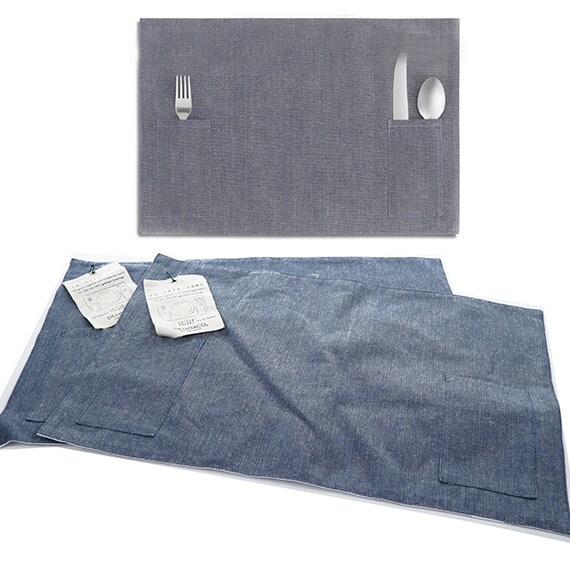 Chambray Utensil Pocket Placemat Set Of 2, 12