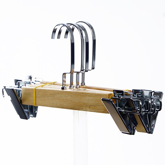 Wooden Hanger With Clips - Set Of 4