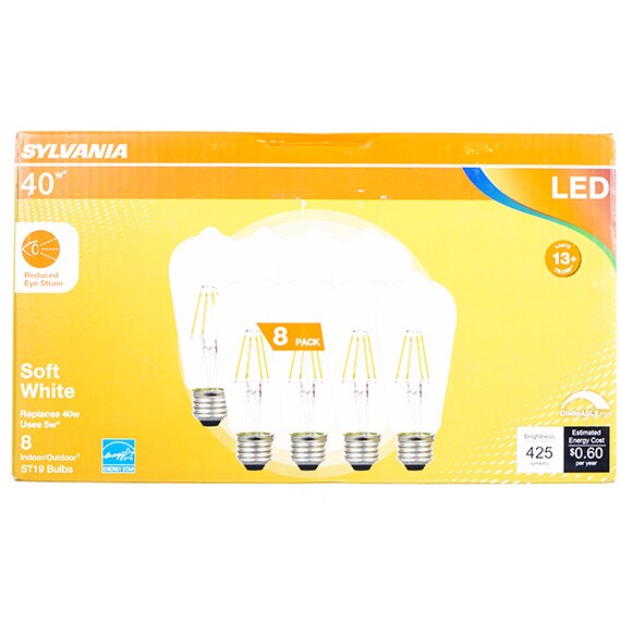 Sylvania Led St19 40W 425 Lumens Indoor/Outdoor Soft White 8Pk UL CAN-US