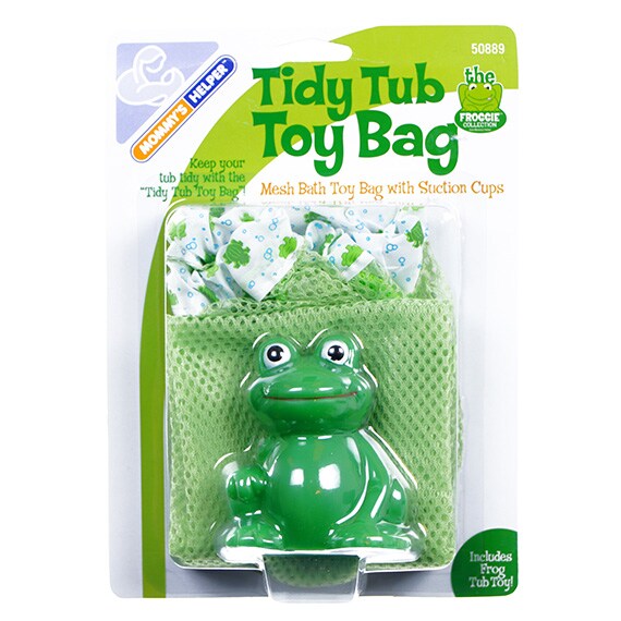 Tidy Bath Tub Toy Bag W/Suction Cups And Toy Frog