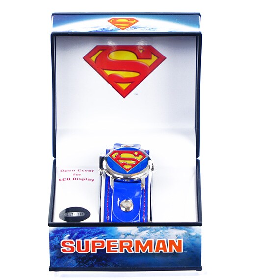 Superman LCD Watch With Face Cover Blue CS PK 40