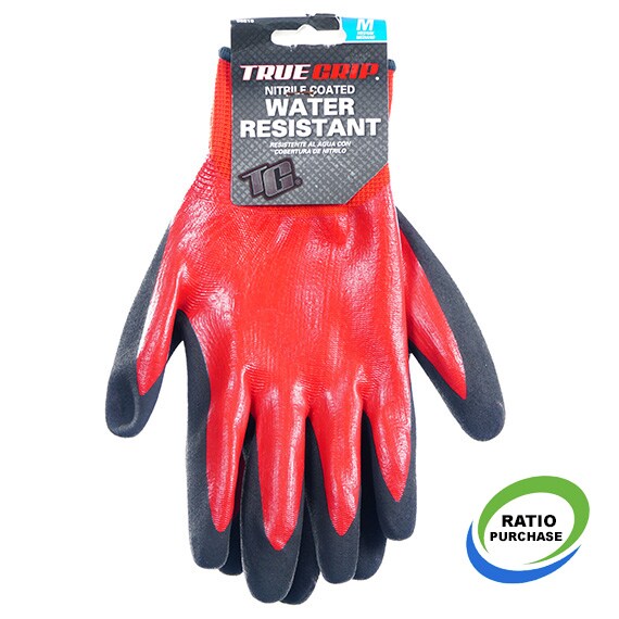 True Grip Nitrile Coated Water Resistant Medium Work Gloves