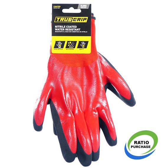 True Grip Nitrile Coated Water Resistant Medium Work Gloves