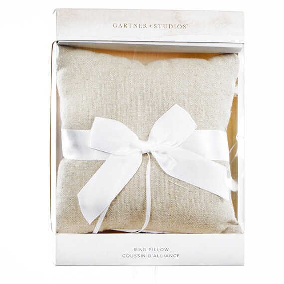 Ring Pillow Linen with Bow, 8.5”x6”