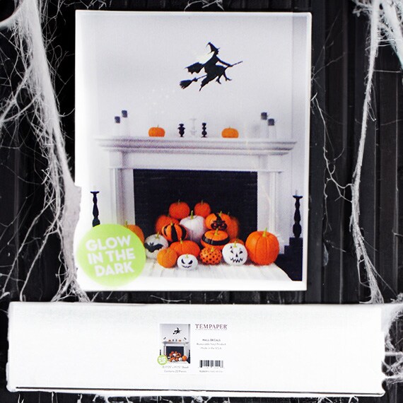 Halloween Decals Flying Witch Wall Decal 17.25 X 19.25 Glow In The Dark