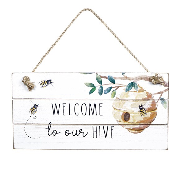 Welcome to Our Hive Distressed Shiplap Sign, 6