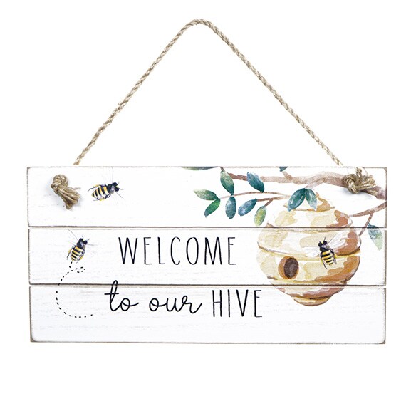 Welcome to Our Hive Distressed Shiplap Sign, 6