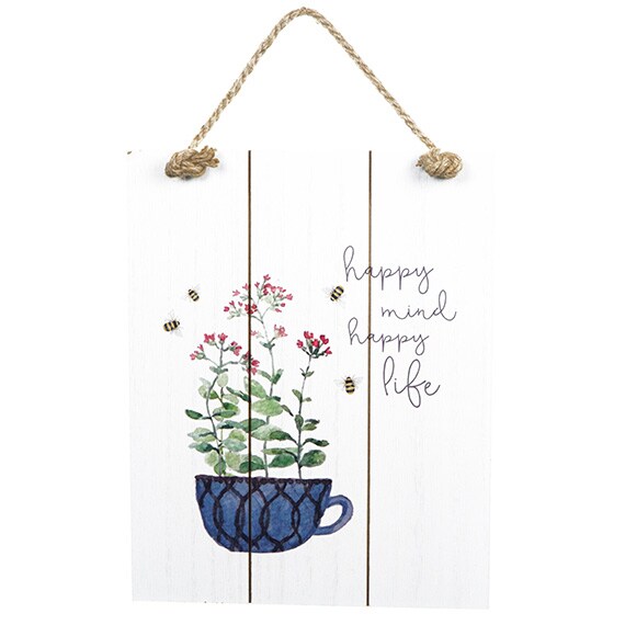Happy Mind Happy Life Shiplap Sign, 11.5