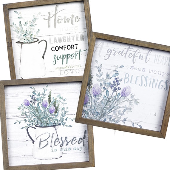 Framed Signs, Greatful Heart, Home, Blessed, 8