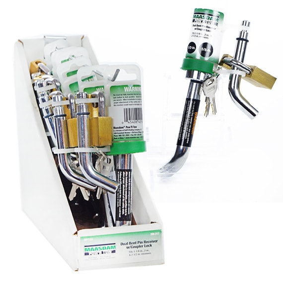 1/2 In & 5/8 In Dual Bent Pin Receiver Set with Coupler Lock Display