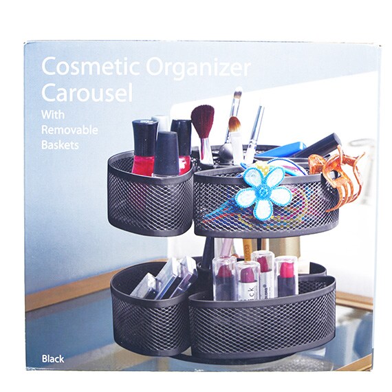 Cosmetic Organizer Carousel With Removable Baskets -Black 7.5