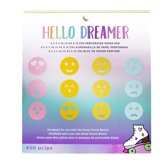 American Crafts Hello Dreamer Emoji Perforated Paper Pad 4 Color 4X5 X 5IN 450PC