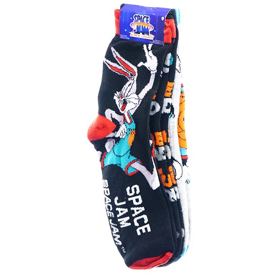 Socks Space Jam 2 Bugs-Sylvester 3Pk Quarter Black - Gray Shoe Size 6-12