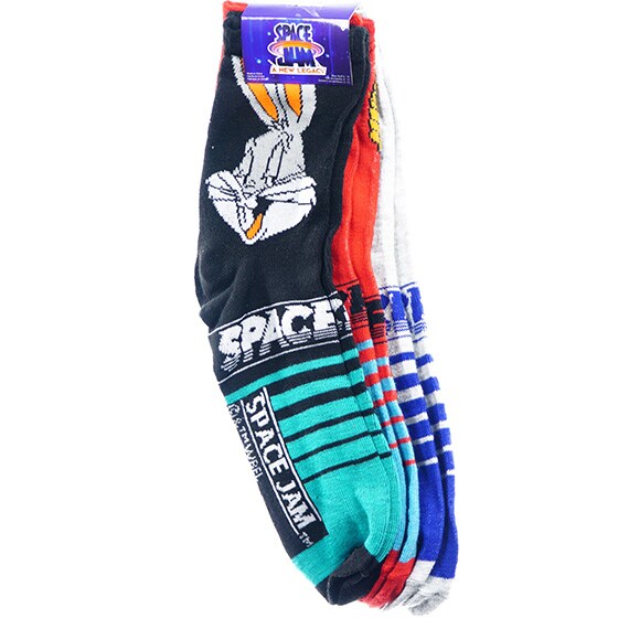 Socks Space Jam 2 Bugs 3Pk Quarters Black, Red, Gray Shoe Size 6-12