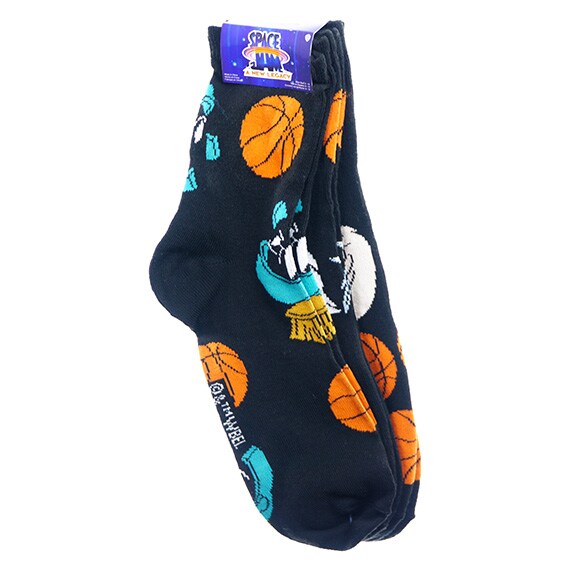 Socks Space Jam 2 Marvin 3Pk Quarter Black Shoe Size 6-12