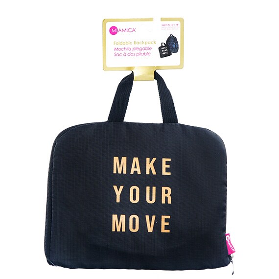 Black Foldable Backpack Make Your Move 16X18