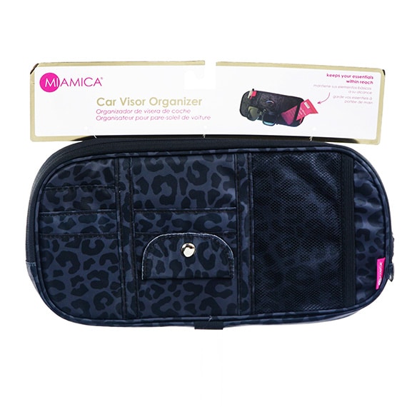 Black Leopard Car Visor Organizer 12.5X6.5