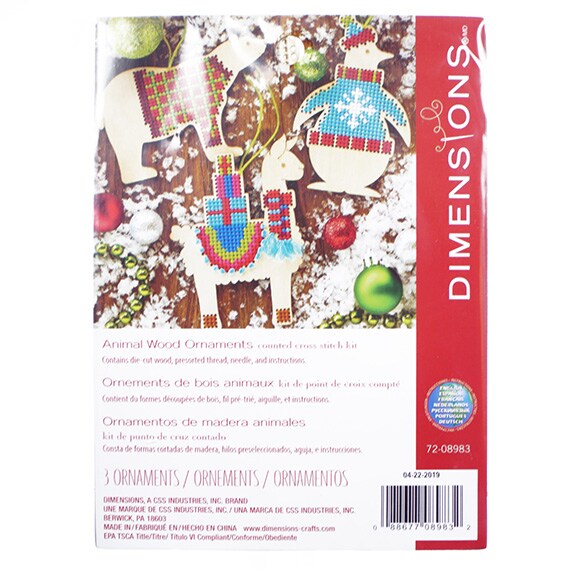 Cross Stitch Animal Wood Ornaments