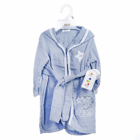 Newborn Terry Bath Robe Cloud & Moon Size 0/9M Gray