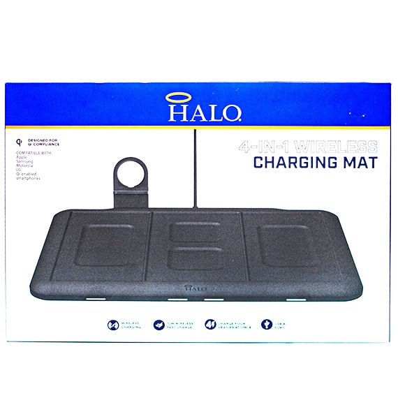 Halo Wireless 4 In 1 Charging Mat With Charging Stand for Apple Watch Black ETL CAN-US CS PK 10 7.5