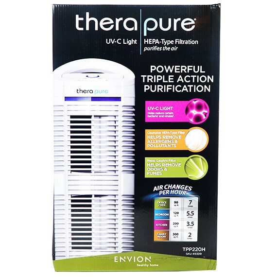 Therapure 220H UV Germicidal HEPA Style Air Purifier 3-Speed White ETL CAN-US