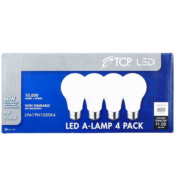 LED 9W A19 5K 4PK Light Bulb UL CAN-US