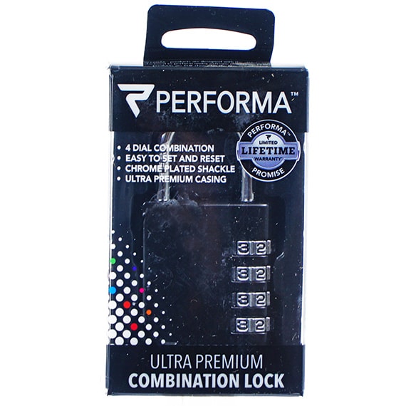 Gym Lock 4 Dial Combination Embossed Black