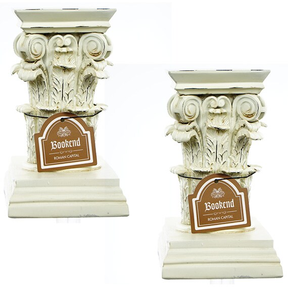 Roman Capitol Bookend Cream Distress Set of 2 7