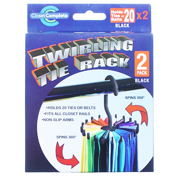 Cc 2PC Twirling Tie Rack Black Hangers