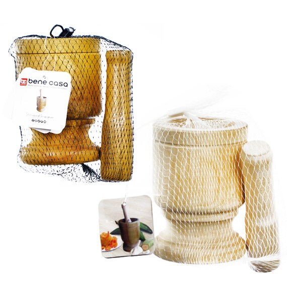 Natural Wood Mortar and Pestle - Styles Vary