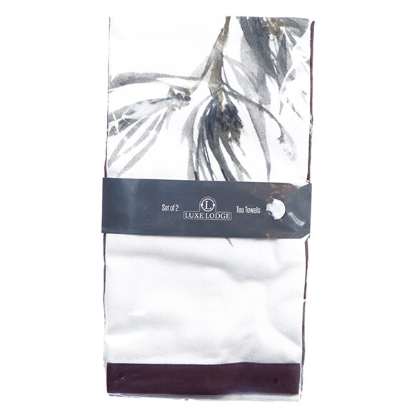 Gray Pine Branch Tea Towels Set of 2
