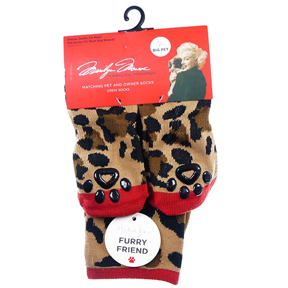 Matching Socks For Owner And Pet Leopard Print Sm-Lg OSFM Owner Crew Socks